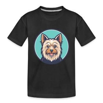 Australian Silky Terrier Chien Race Dessin Animé Kawaii - T-shirt bio Premium Enfant - noir - Devant