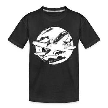 Flugzeug Zeichnung - Kinder Premium Bio T-Shirt - Schwarz - Vorne