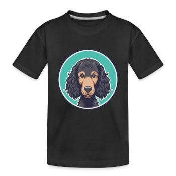 Curly Coated Retriever Dog Breed Cartoon Kawaii - Kids' Premium Organic T-Shirt - black - Front