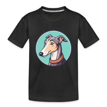 lévrier chien race dessin animé Kawaii Clipart Animal - T-shirt bio Premium Enfant - noir - Devant