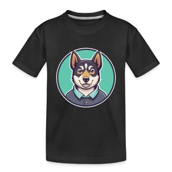 Kuri Hund Rasse Cartoon Kawaii Clipart Illustration - Kinder Premium Bio T-Shirt - Schwarz - Vorne