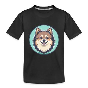 Spitz Chien Race Dessin animé Kawaii Clipart Animal Animal de compagnie - T-shirt bio Premium Enfant - noir - Devant