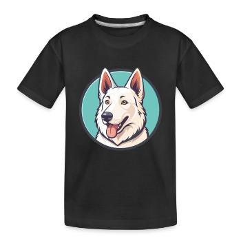 Weißer Schäferhund, Rasse, Cartoon, Kawaii Clipart - Kinder Premium Bio T-Shirt - Schwarz - Vorne