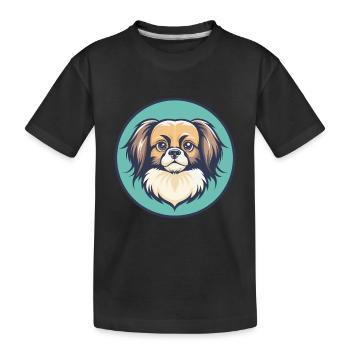 Tibetischer Spaniel Hund Rasse Cartoon Kawaii Clipart - Kinder Premium Bio T-Shirt - Schwarz - Vorne