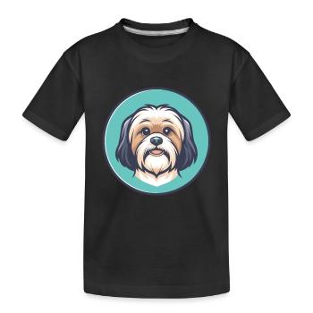 Tibetische Kyi Apso Hunderasse Cartoon Kawaii Clipart - Kinder Premium Bio T-Shirt - Schwarz - Vorne
