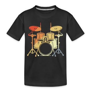 Drum Set Vintage Look - Kinder Premium Bio T-Shirt - Schwarz - Vorne