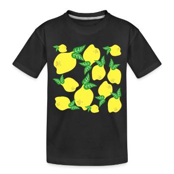Zitronen Muster - Kinder Premium Bio T-Shirt - Schwarz - Vorne
