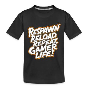 RÉAPPARAÎTRE, RECHARGER, RÉPÉTER. LA VIE DE GAMER - T-shirt bio Premium Enfant - noir - Devant