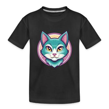 Chat bleu russe race dessin animé Kawaii Animal Pet - T-shirt bio Premium Enfant - noir - Devant