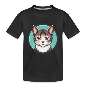 Hauskatze Rasse Karikatur Kawaii Tier Haustier - Kinder Premium Bio T-Shirt - Schwarz - Vorne