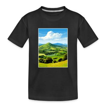 Malvern Hills Aonb Reise Poster Souvenir Farbe WP - Kinder Premium Bio T-Shirt - Schwarz - Vorne
