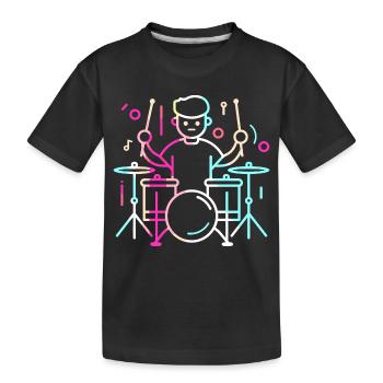 Drummer Boy Drawing - Kids' Premium Organic T-Shirt - black - Front