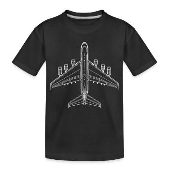 Flugzeug Zeichnung - Kinder Premium Bio T-Shirt - Schwarz - Vorne