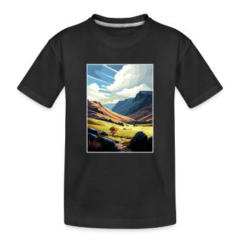 Clwydian Range Anob Vintage Reiseposter Souvenir - Kinder Premium Bio T-Shirt - Schwarz - Vorne
