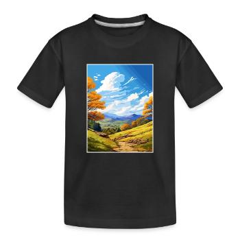 Clwydian Range und Dee Valley Aonb Reiseposter - Kinder Premium Bio T-Shirt - Schwarz - Vorne