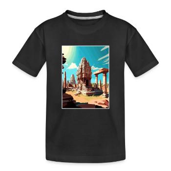 Hampi Inde Affiche de voyage Souvenir Carte Postale Peinture - T-shirt bio Premium Enfant - noir - Devant