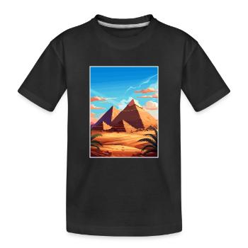 Cairo Egypt Great Pyramids Of Giza Travel Poster - Kids' Premium Organic T-Shirt - black - Front