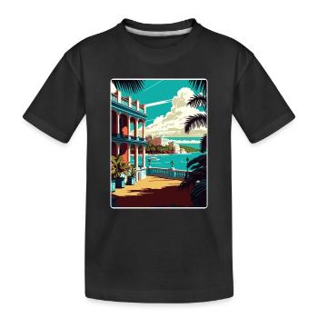 Havanna Karibik Reise Poster Souvenir Farbe WPA - Kinder Premium Bio T-Shirt - Schwarz - Vorne