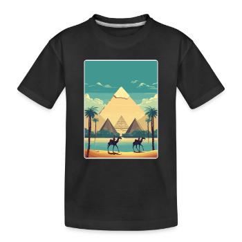 Cairo Egypt Great Pyramids Of Giza Travel Poster - Kids' Premium Organic T-Shirt - black - Front