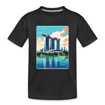 Marina Bay Sands Singapore Travel Poster Souvenir - Kids' Premium Organic T-Shirt - black - Front