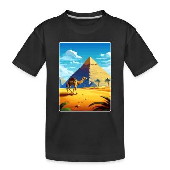 Cairo Egypt Great Pyramids Of Giza Travel Poster - Kids' Premium Organic T-Shirt - black - Front