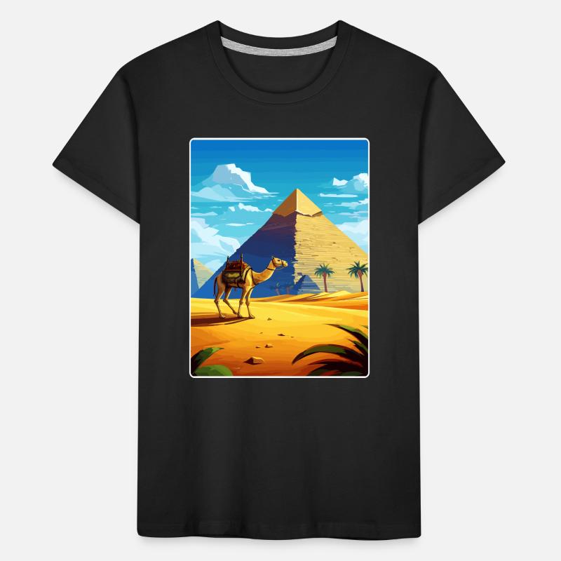 Le Caire, Égypte, Grandes Pyramides De Gizeh, Affiche De Voyage T-shirt bio Premium Enfant
