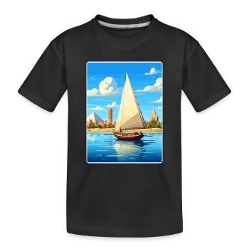 Cairo Egypt Great Pyramids Of Giza Travel Poster - Kids' Premium Organic T-Shirt - black - Front