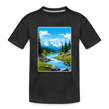 North Cascades National Park Travel Poster Card - Kids' Premium Organic T-Shirt - black - Front