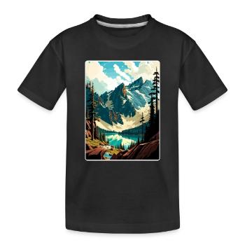 North Cascades National Park Travel Poster Card - Kids' Premium Organic T-Shirt - black - Front