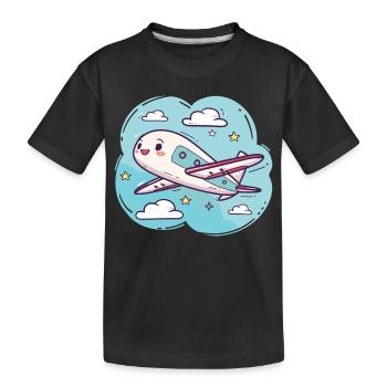 Flugzeug Comic Look - Kinder Premium Bio T-Shirt - Schwarz - Vorne