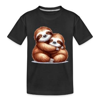 Faultiere Faultier kuscheln Geschenk - Kinder Premium Bio T-Shirt - Schwarz - Vorne