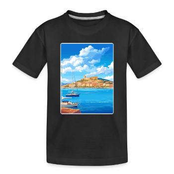Saint Tropez Frankreich Vintage Reiseposter Souvenir - Kinder Premium Bio T-Shirt - Schwarz - Vorne