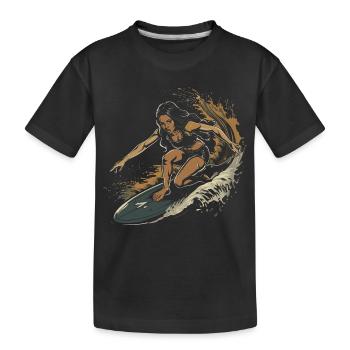 Surfer Graphic - Kids' Premium Organic T-Shirt - black - Front