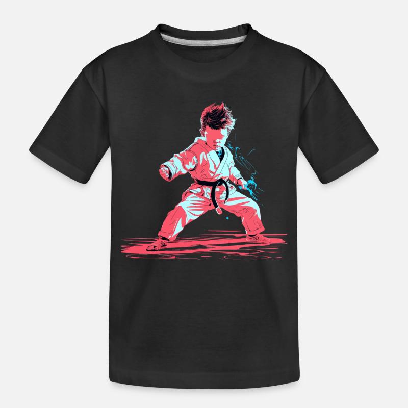Karaté Garçon Synthwave - T-shirt bio Premium Enfant - noir