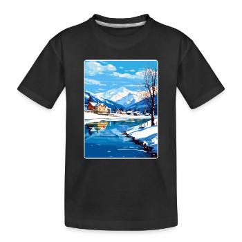 Zell am See Salzburg Österreich Reiseposterkarte - Kinder Premium Bio T-Shirt - Schwarz - Vorne
