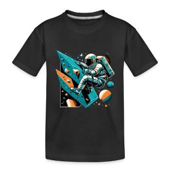 Bouldern Astronaut Geschenk - Kinder Premium Bio T-Shirt - Schwarz - Vorne