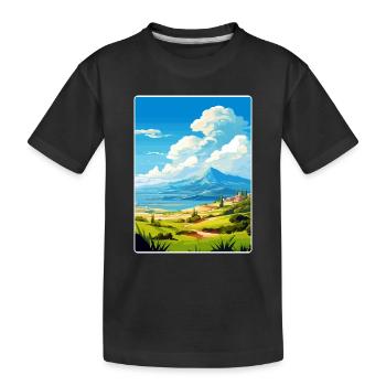 Mount Dirfi Griechenland Reiseposter Souvenir Farbe WP - Kinder Premium Bio T-Shirt - Schwarz - Vorne