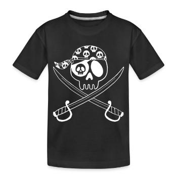 Tête de mort pirate (blanc) - T-shirt bio Premium Enfant - noir - Devant