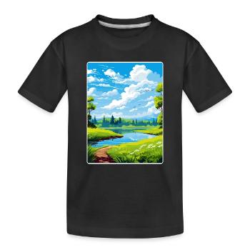 Donau Auen Deutschland Reiseposter Souvenir Farbe WP - Kinder Premium Bio T-Shirt - Schwarz - Vorne