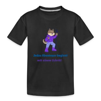 Jedes Abenteuer beginnt mit einem Schritt - Kinder Premium Bio T-Shirt - Schwarz - Vorne