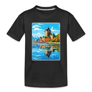 Quebec City Canada Travel Poster Souvenir Paint WP - Kids' Premium Organic T-Shirt - black - Front