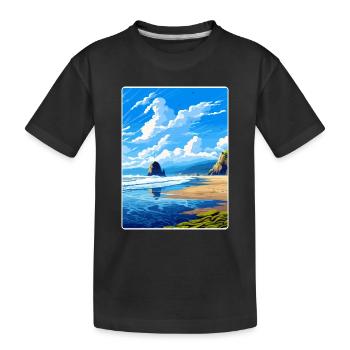Cannon Beach Oregon Vintage Reiseposter Souvenir - Kinder Premium Bio T-Shirt - Schwarz - Vorne