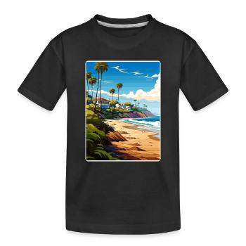 Malibu Californie Voyage Affiche Peinture Souvenir WPA - T-shirt bio Premium Enfant - noir - Devant