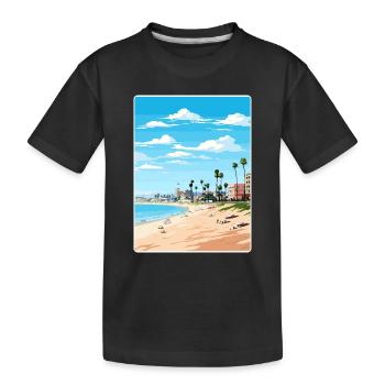 Manhattan Beach California Travel Poster Souvenir - Kids' Premium Organic T-Shirt - black - Front