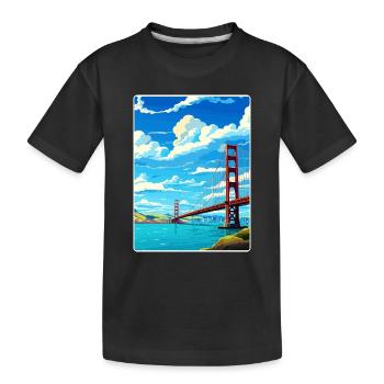Affiche de voyage du Golden Gate de San Francisco en Californie - T-shirt bio Premium Enfant - noir - Devant