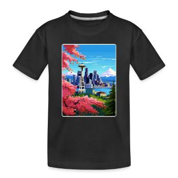 Seattle Washington DC Reiseposter Souvenir WPA - Kinder Premium Bio T-Shirt - Schwarz - Vorne