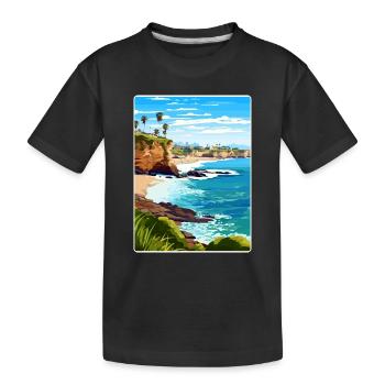 Corona Del Mar California Travel Poster Souvenir - Kids' Premium Organic T-Shirt - black - Front