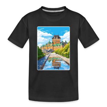 Quebec City Canada Travel Poster Souvenir Paint WP - Kids' Premium Organic T-Shirt - black - Front