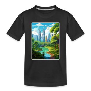 Kuala Lumpur Malaysia Reiseposter Souvenir WPA - Kinder Premium Bio T-Shirt - Schwarz - Vorne