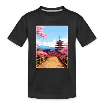 Kyoto Japon Affiche de voyage Souvenir Carte Postale Peinture - T-shirt bio Premium Enfant - noir - Devant